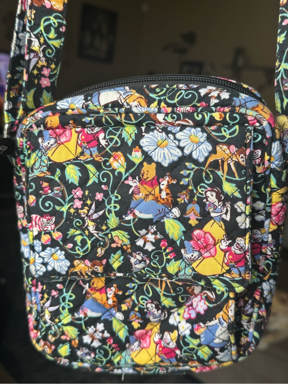 Vera Bradley x Disney Black Floral Character Crossbody Bag